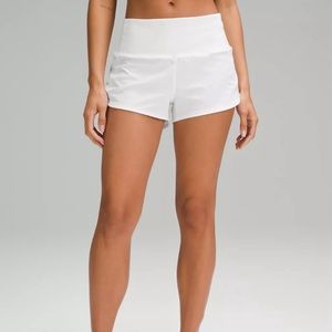 White lululemon sped ups shorts
